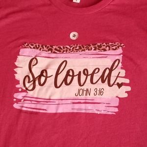 NWT "So Loved"John 3:16 Christain T-shirt mauve